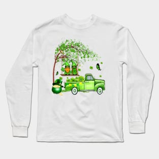 Green Gnomes Truck Shamrock Happy Saint Patricks Day Long Sleeve T-Shirt